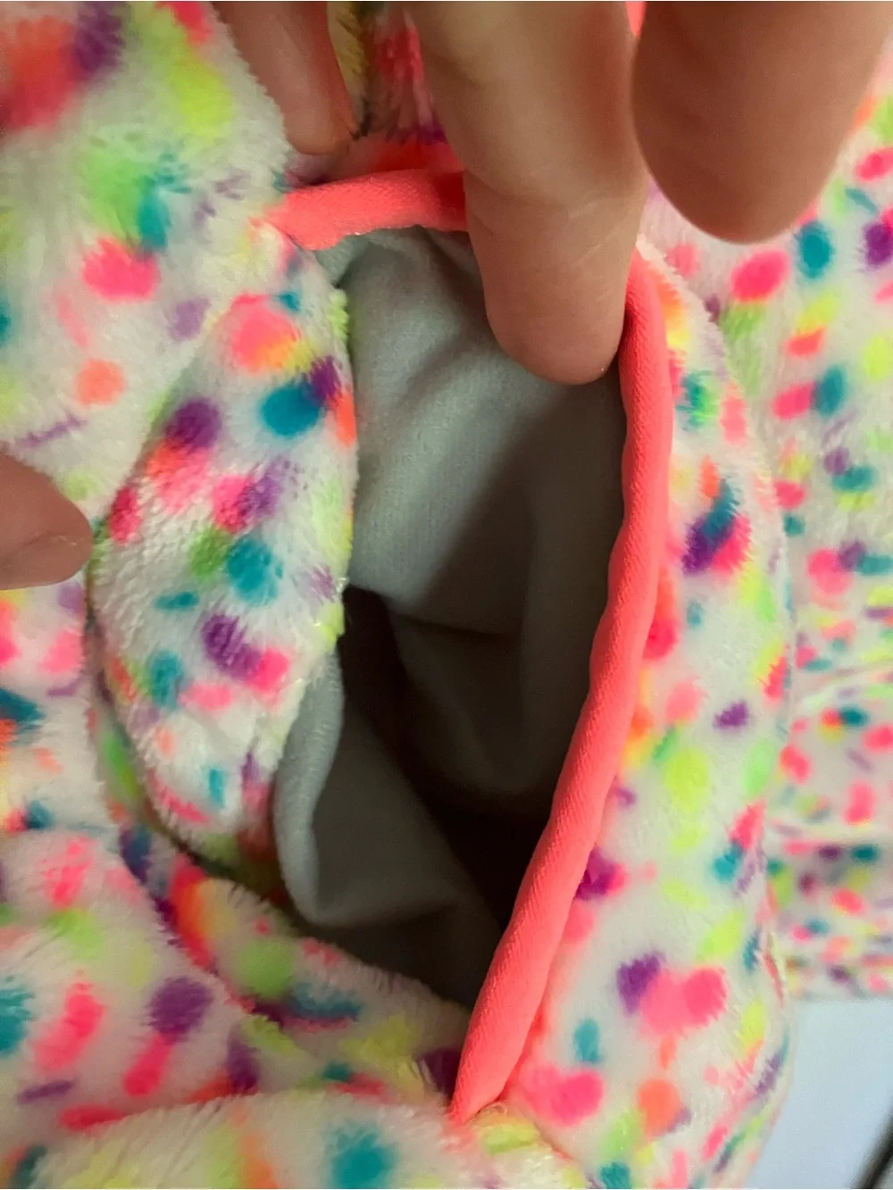 Lands' End Girls' Multicolor Speckled Fleece Vest with Neon Coral Trim